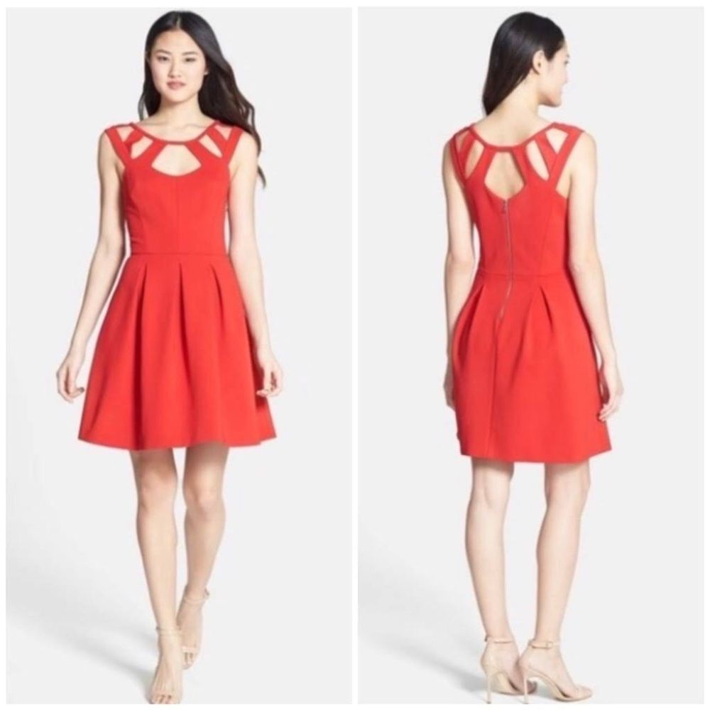 Betsey Johnson Red Cutout Mini Sleeveless Dress